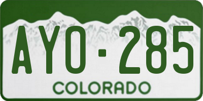 CO license plate AYO285