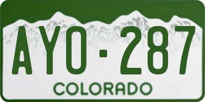 CO license plate AYO287