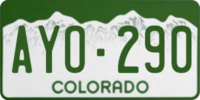 CO license plate AYO290