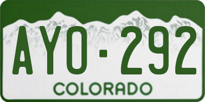 CO license plate AYO292