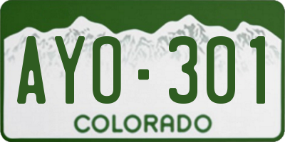 CO license plate AYO301