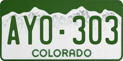 CO license plate AYO303