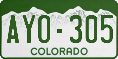 CO license plate AYO305