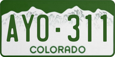 CO license plate AYO311