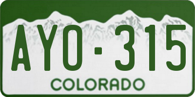 CO license plate AYO315