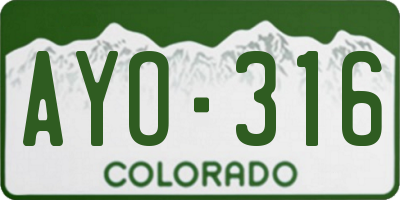 CO license plate AYO316