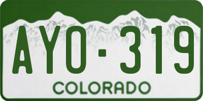 CO license plate AYO319