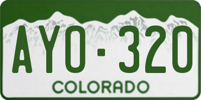 CO license plate AYO320