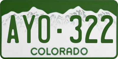 CO license plate AYO322