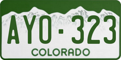 CO license plate AYO323