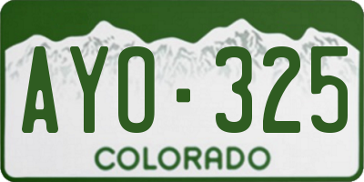 CO license plate AYO325