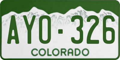 CO license plate AYO326