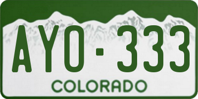 CO license plate AYO333