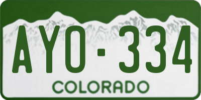 CO license plate AYO334