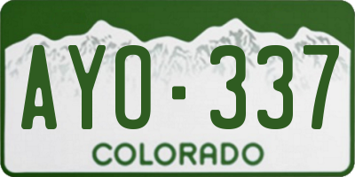 CO license plate AYO337