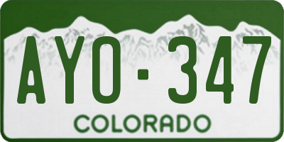 CO license plate AYO347