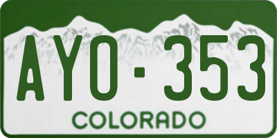 CO license plate AYO353