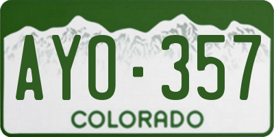 CO license plate AYO357