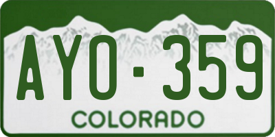 CO license plate AYO359