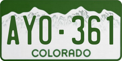 CO license plate AYO361