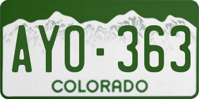 CO license plate AYO363