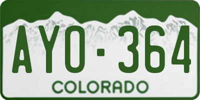 CO license plate AYO364