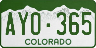 CO license plate AYO365