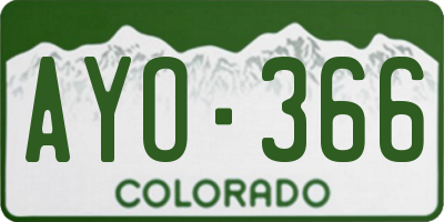 CO license plate AYO366