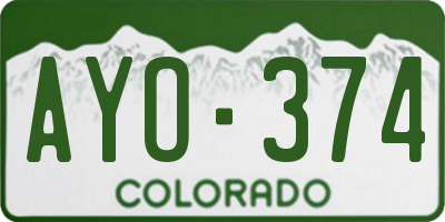 CO license plate AYO374