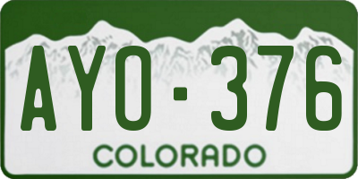 CO license plate AYO376