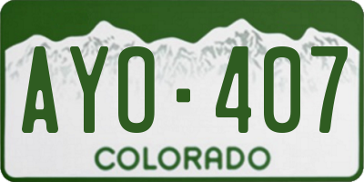 CO license plate AYO407
