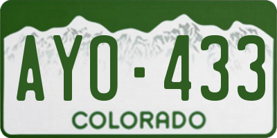 CO license plate AYO433