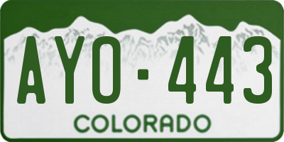 CO license plate AYO443