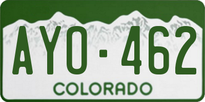 CO license plate AYO462