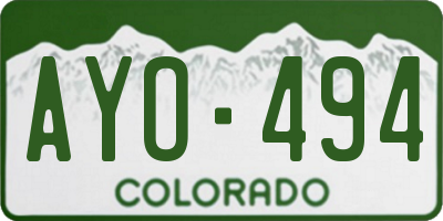 CO license plate AYO494