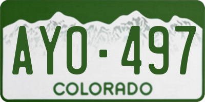 CO license plate AYO497