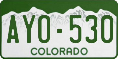 CO license plate AYO530