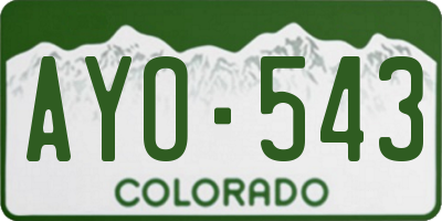 CO license plate AYO543