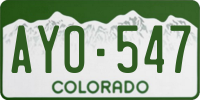 CO license plate AYO547