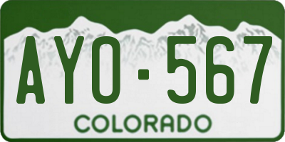 CO license plate AYO567