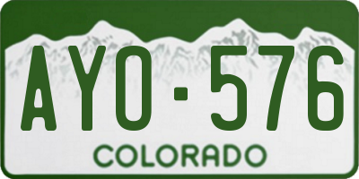 CO license plate AYO576