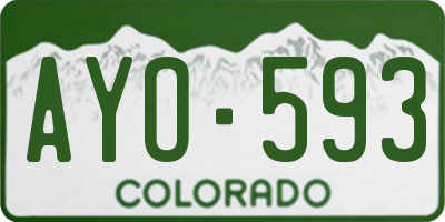 CO license plate AYO593