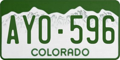 CO license plate AYO596