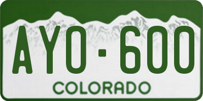 CO license plate AYO600