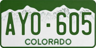CO license plate AYO605
