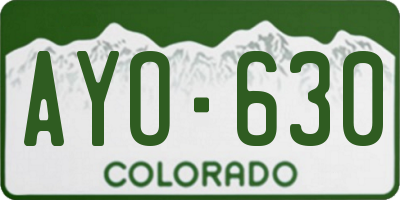 CO license plate AYO630