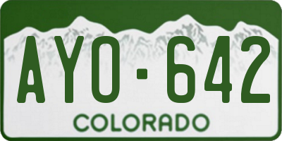 CO license plate AYO642