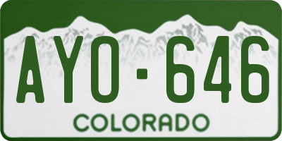 CO license plate AYO646