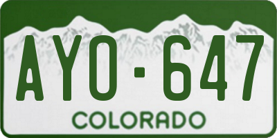 CO license plate AYO647