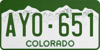 CO license plate AYO651